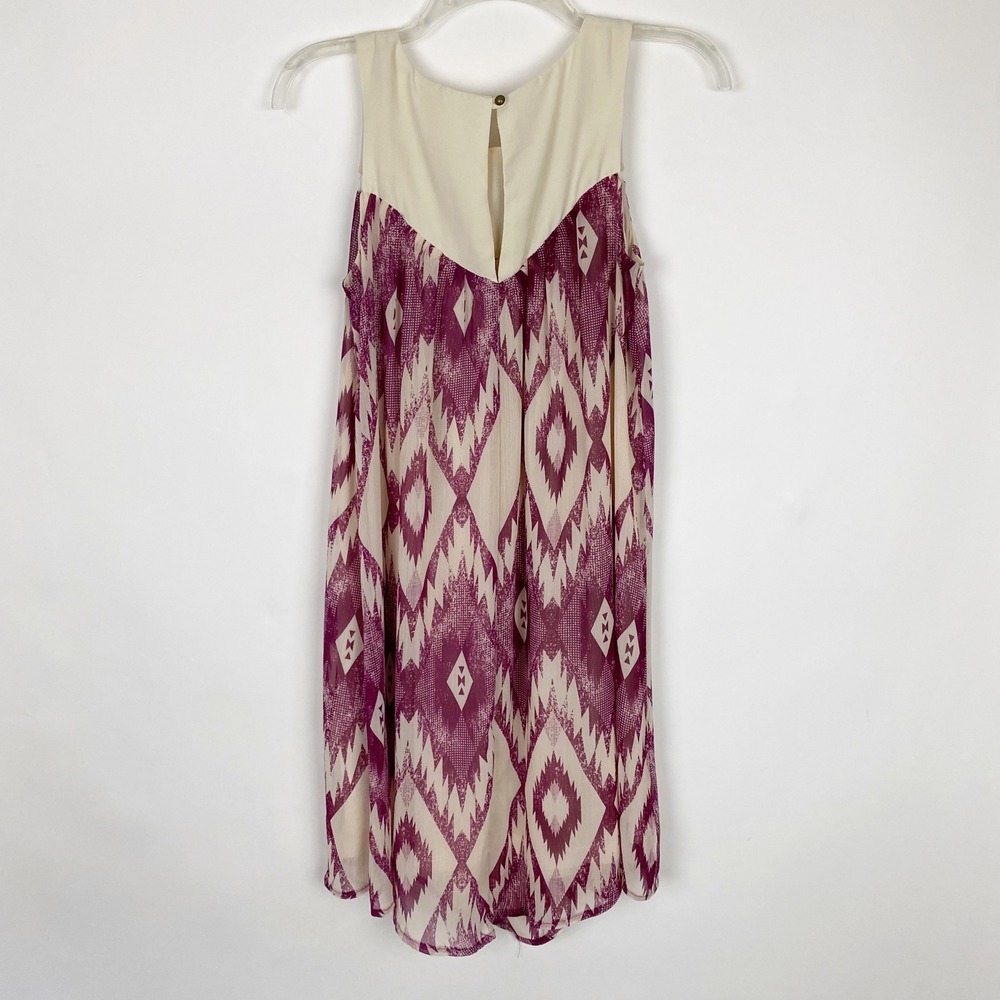 Xhilaration Boho Geometric Ikat Embroidered Sleeveless Shift Dress Womens S Plum - Picture 2 of 8